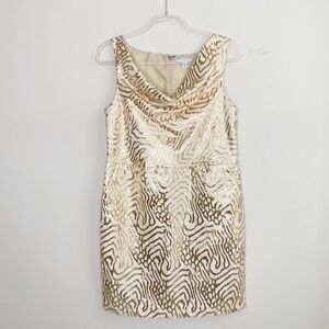 Gap metallic gold and cream party dress